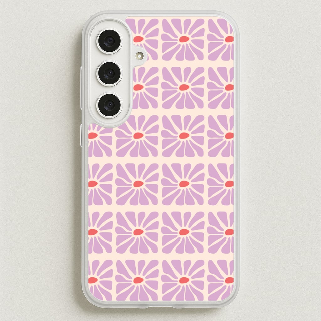 Square Abstract Flowers Mauve Phone Case