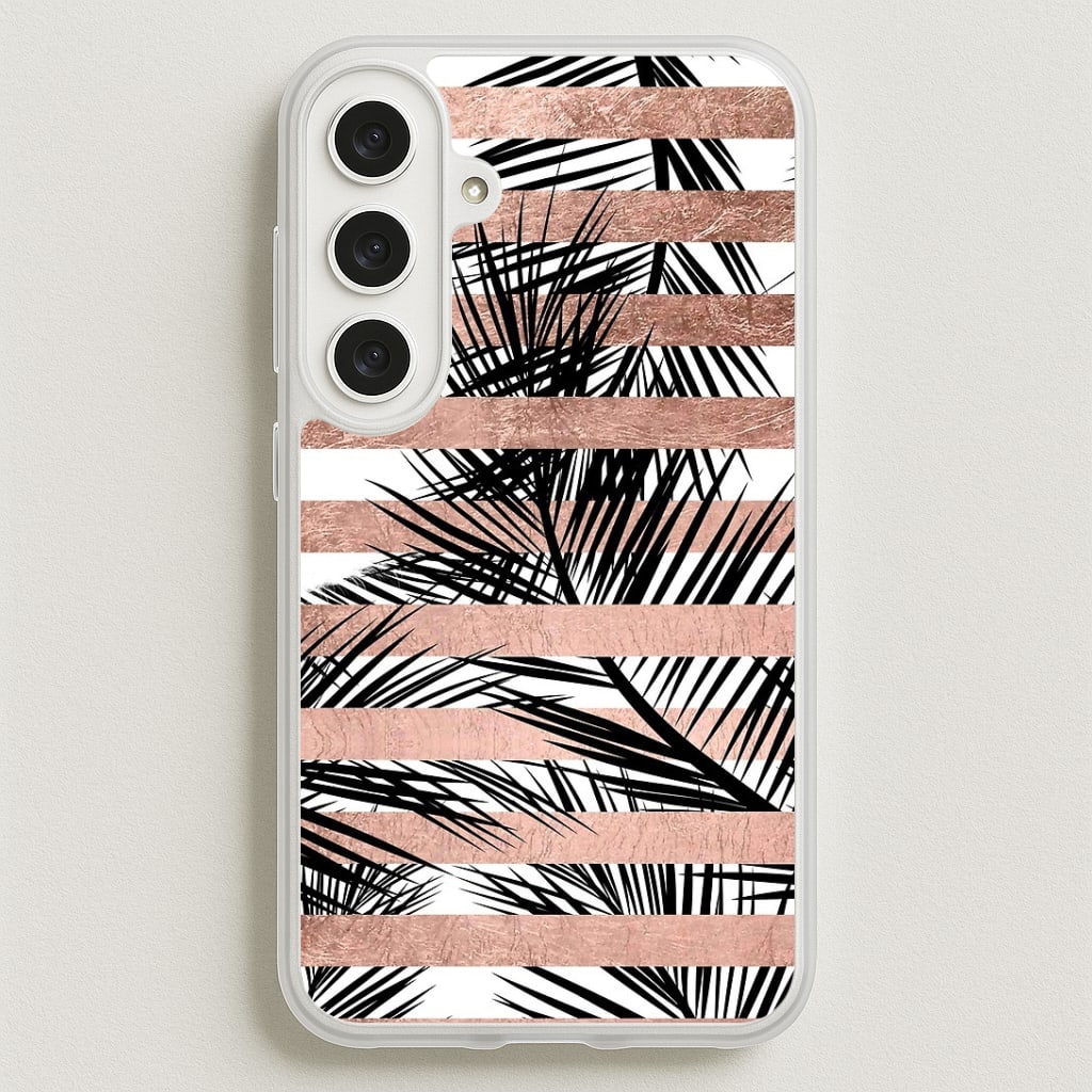 Rose Gold Tropical Palm Leaf Pattern Phone Case