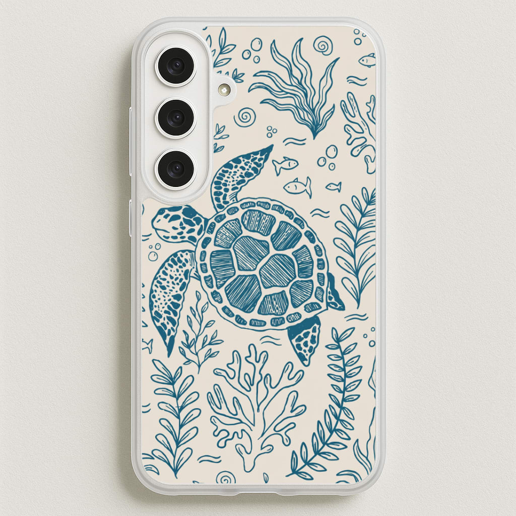 Teal Turtle Reef Phone Case