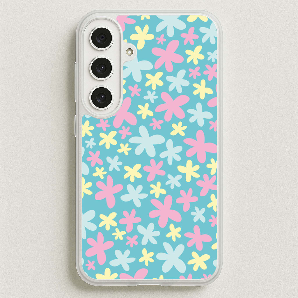 Blue, Pink And Yellow Flowers - Spring Patterns Phone Case