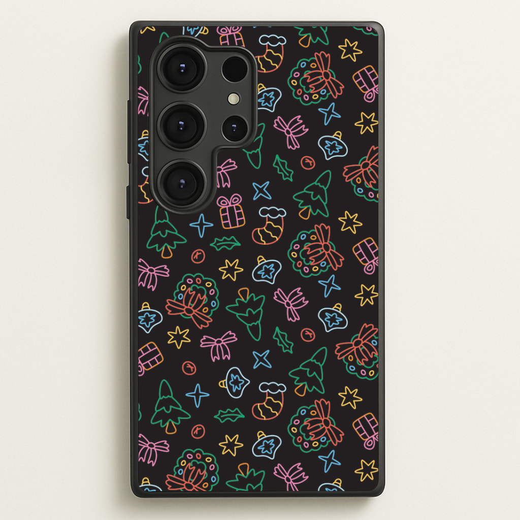 Neon Christmas Icons Pattern I Phone Case