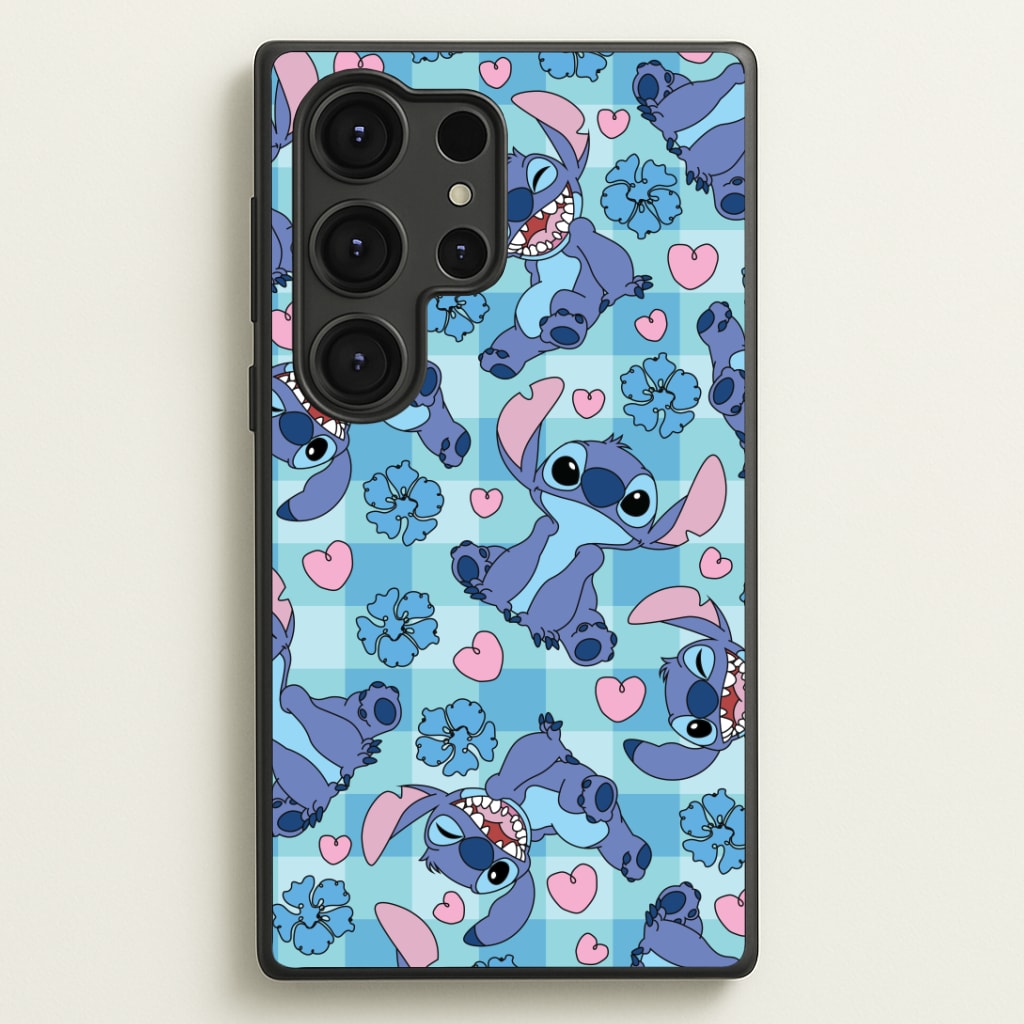 Blue Alien And Hearts Pattern Phone Case