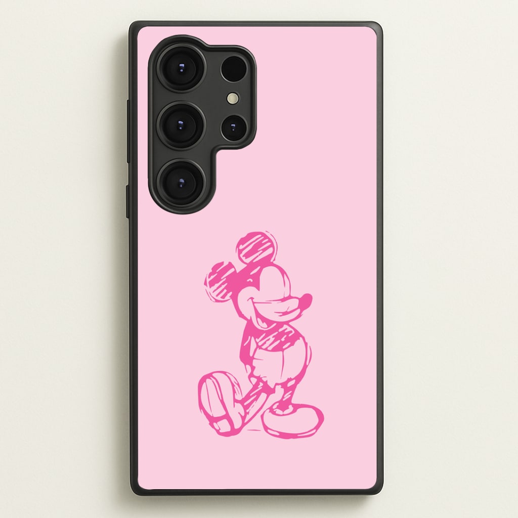 Sketched Mouse Outline Pink Phone Case
