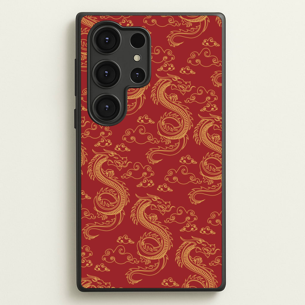 Red And Gold Dragon Pattern Phone Case