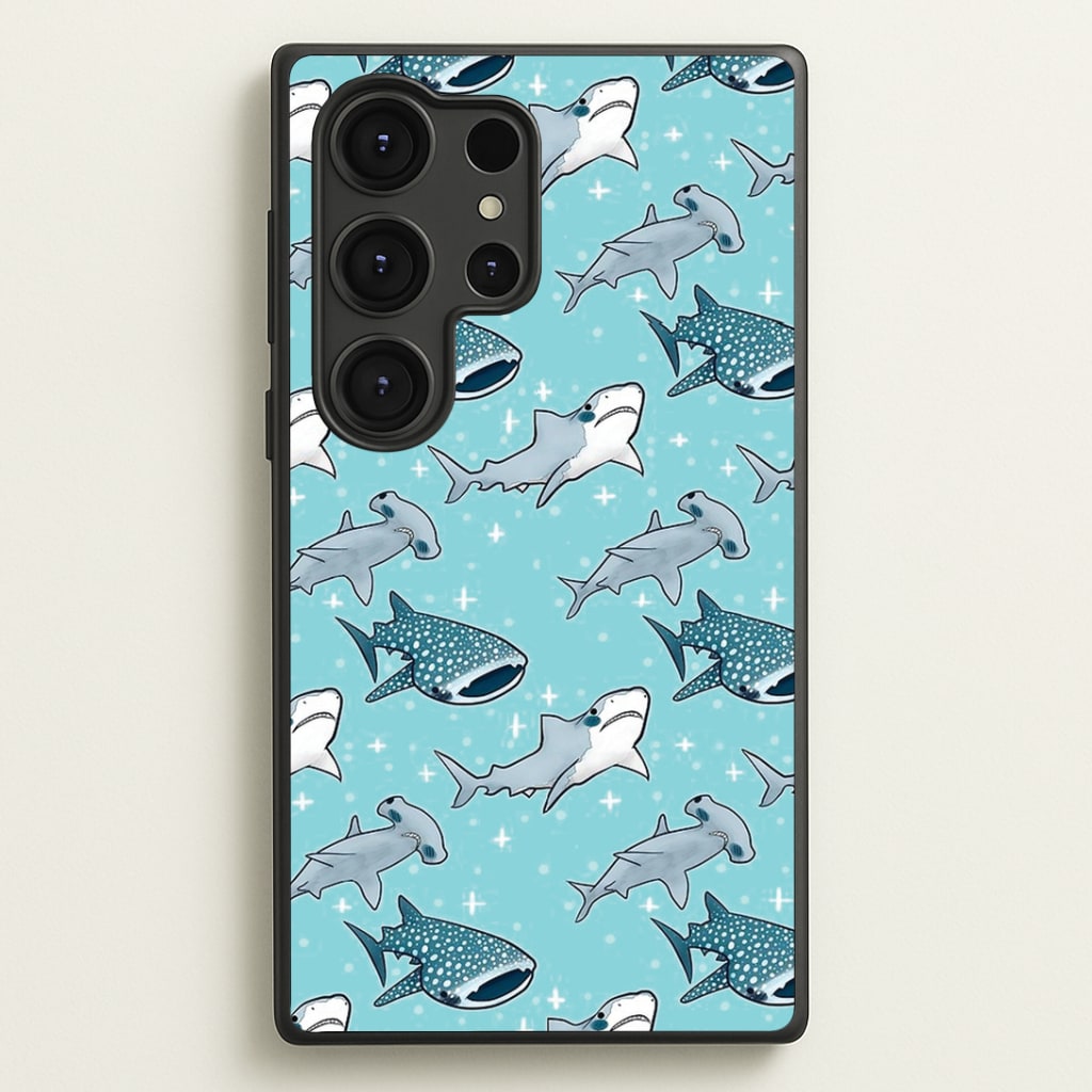 Shark Pattern Phone Case - Galaxy S25 Ultra / Standard
