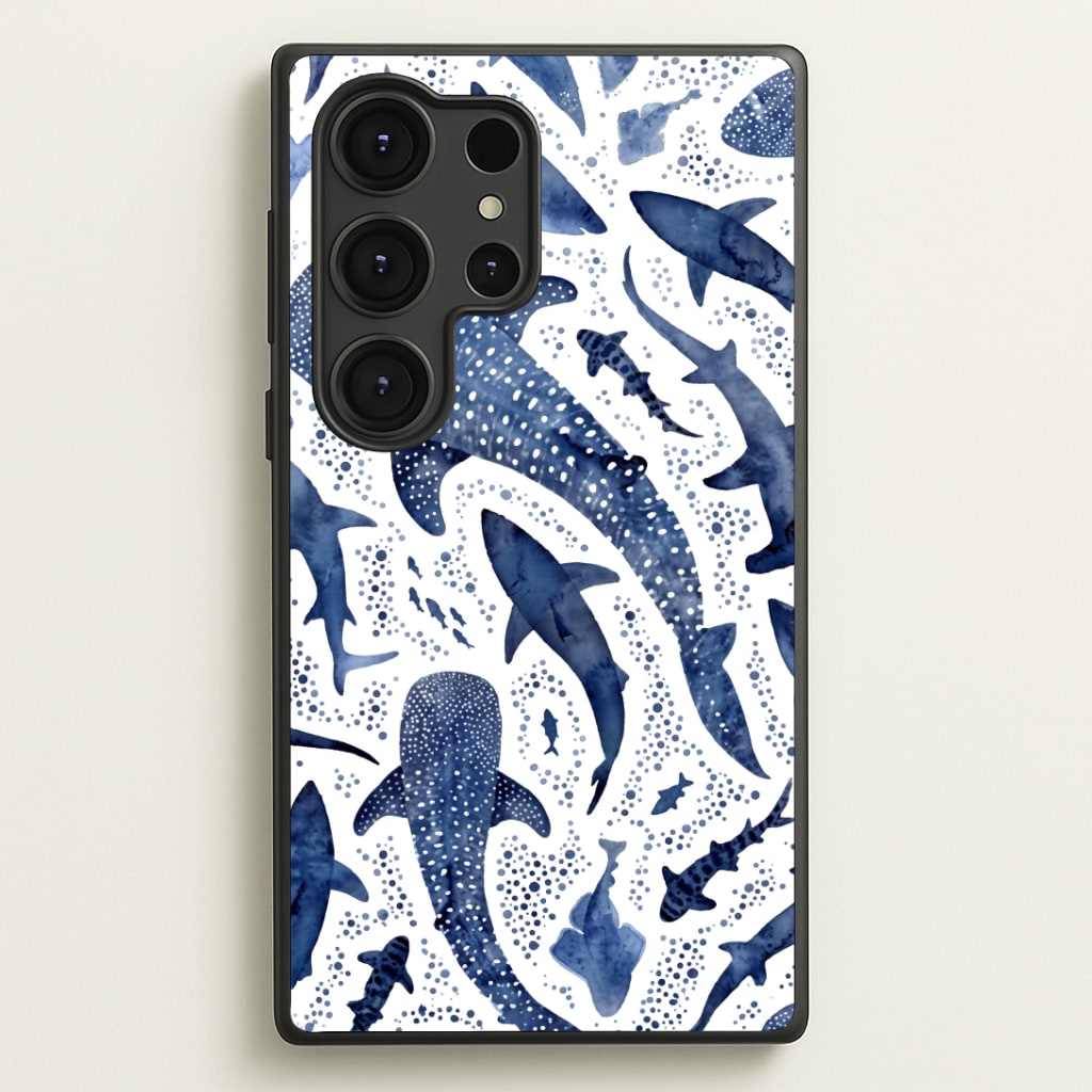 Indigo Watercolour Sharks Phone Case