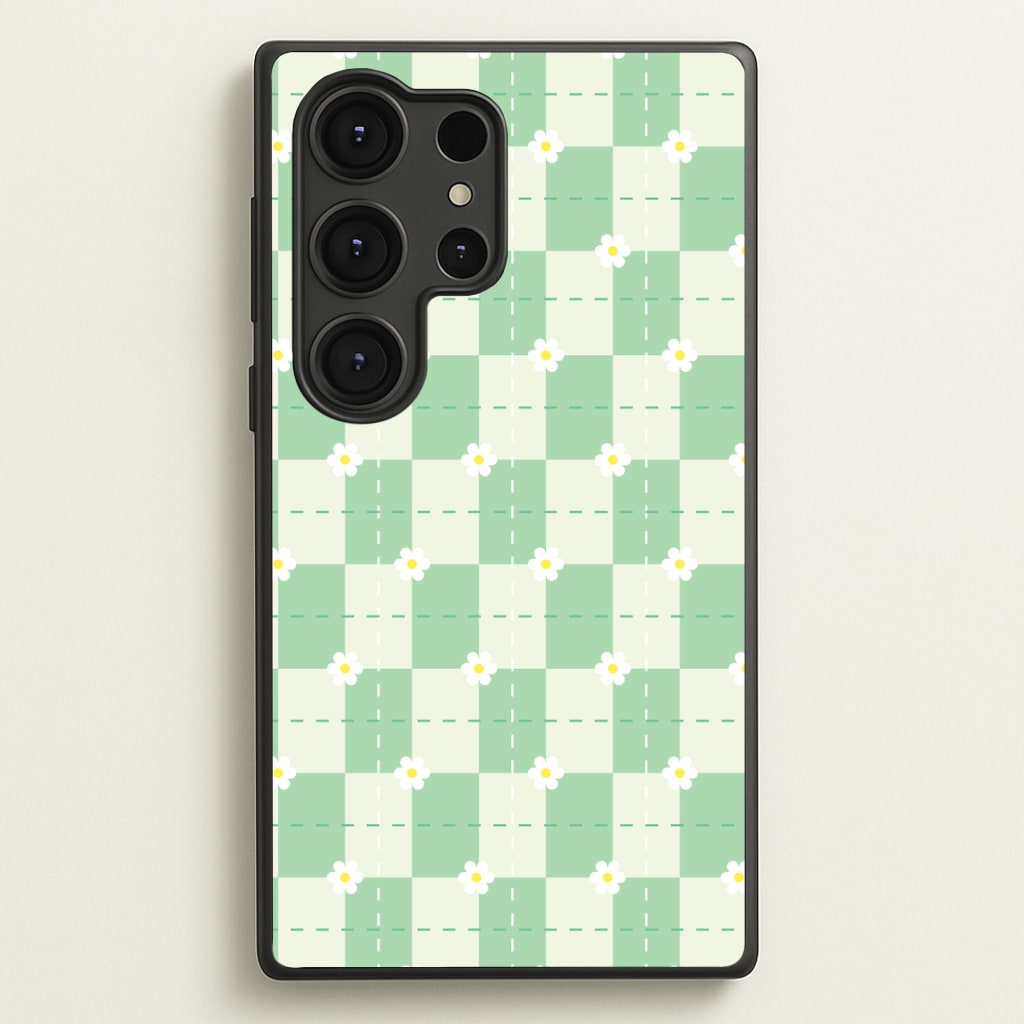 Green Plaid Daisies Phone Case