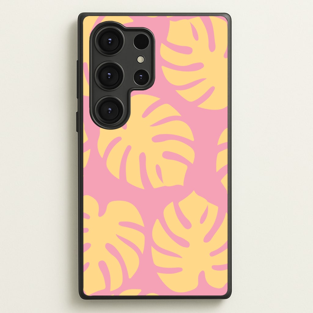 Pink And Yellow Summer Leaves Pattern Phone Case