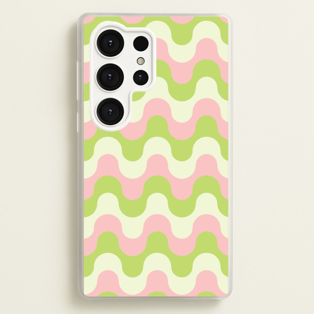 Green And Pink Retro Waves Pattern Phone Case