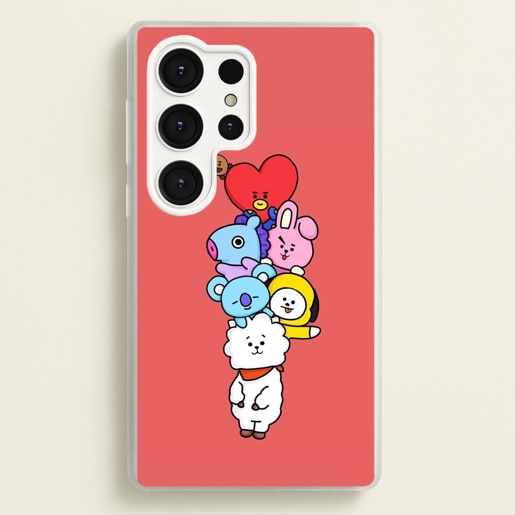 Red BT21 - RJ, Mang, Koya, Chimmy, Cooky, Shooky, Tata - K Pop Phone Case