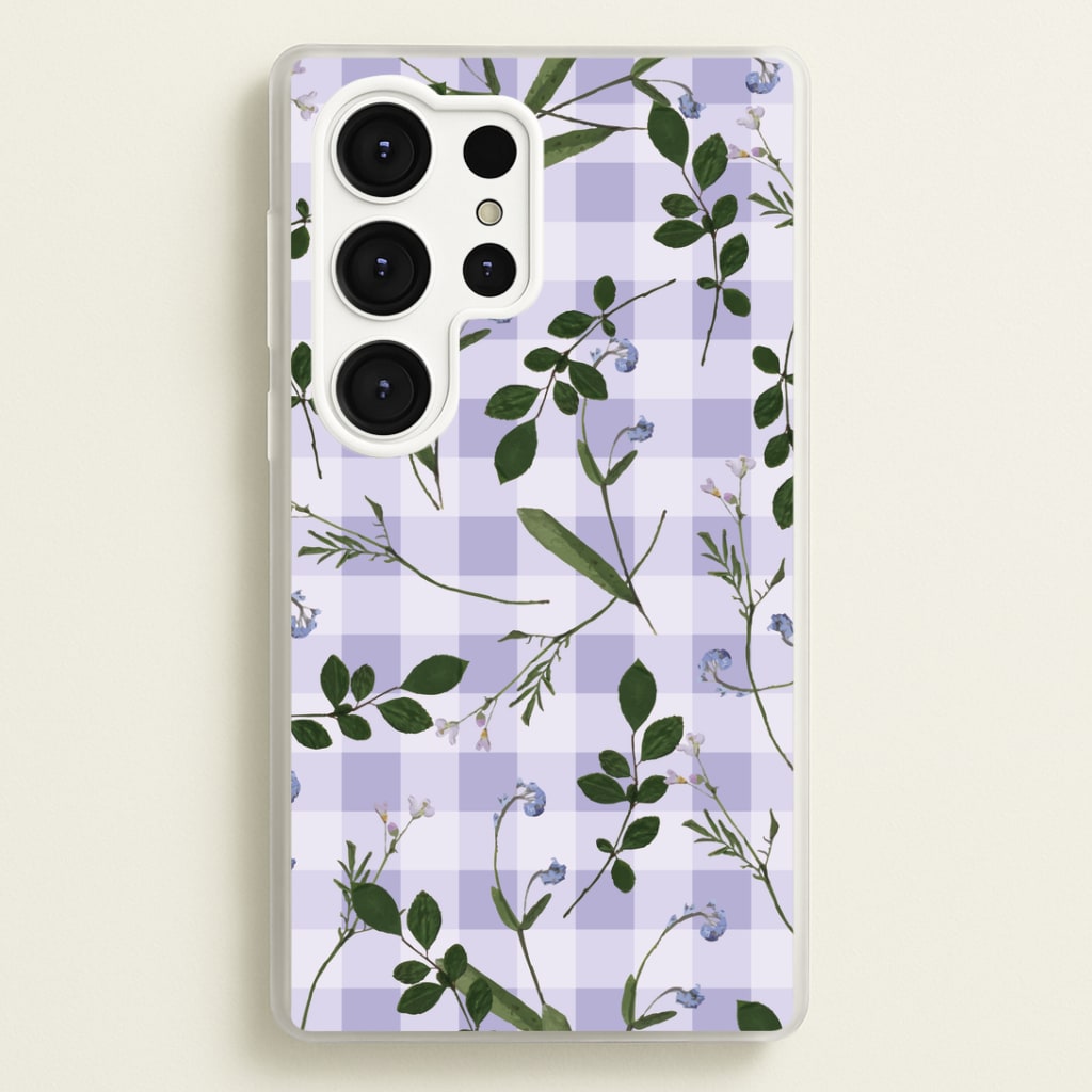 Checkered Pressed Flowers Pattern Phone Case