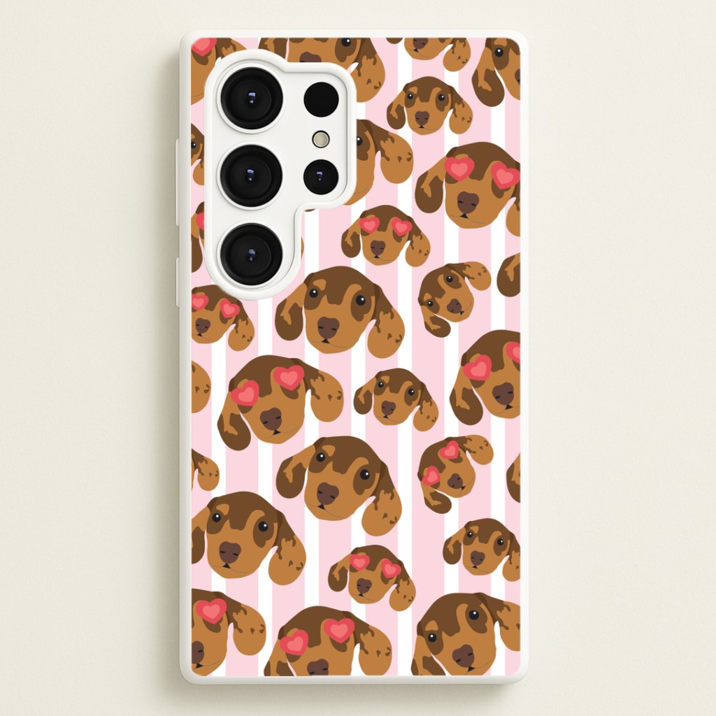Stripes And Dachshunds Pattern Phone Case