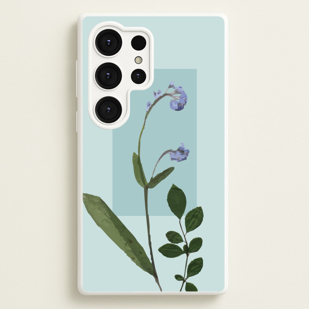 Abstract Blue Pressed Flower Phone Case