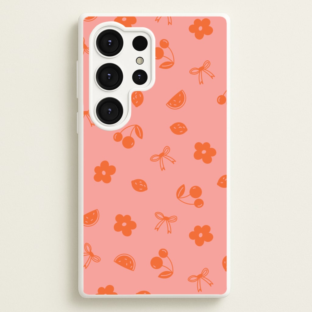 Coquette Orange Cherries Pattern Phone Case