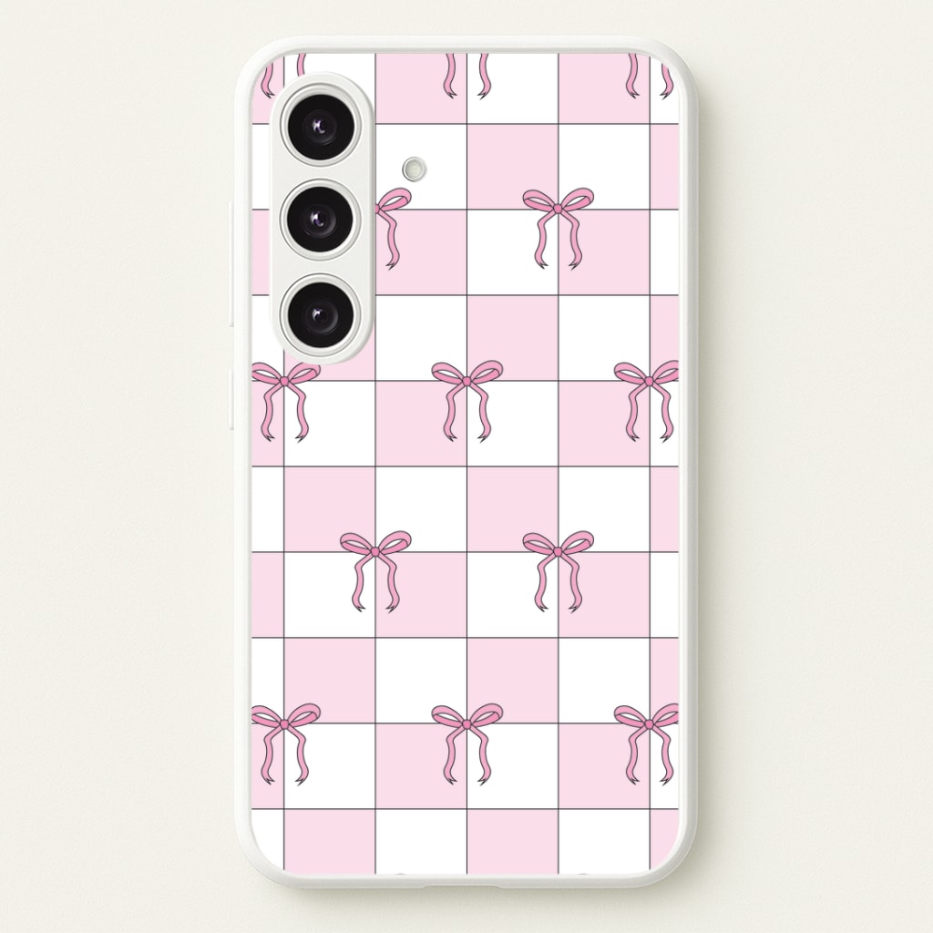 Checkered Pink Coquette Bows Phone Case