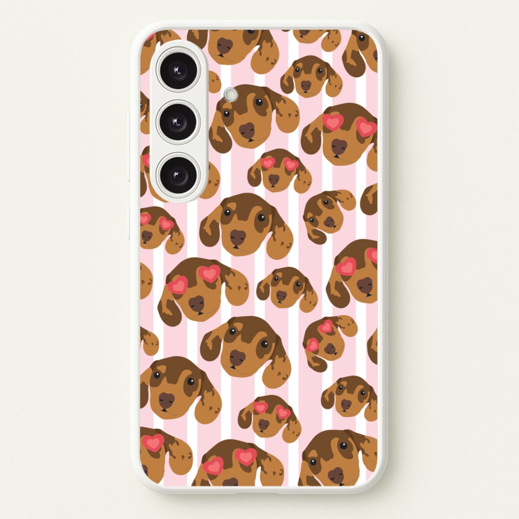 Stripes And Dachshunds Pattern Phone Case