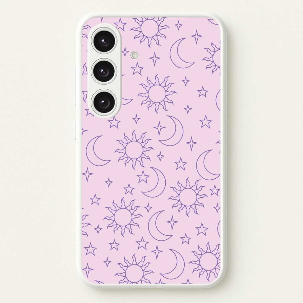 Sun, Moon And Stars Pattern Mauve Phone Case