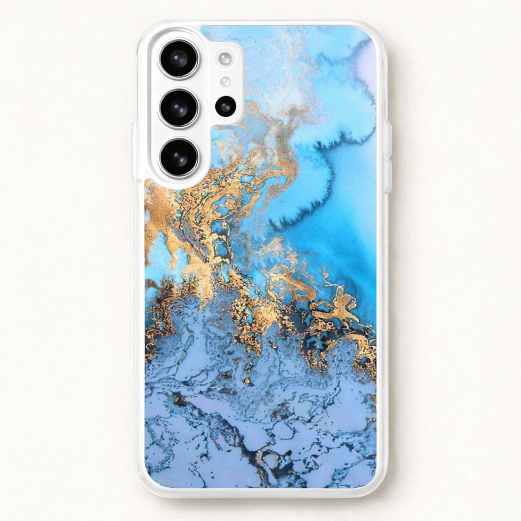 Sea Blue and Gold Marble Phone Case