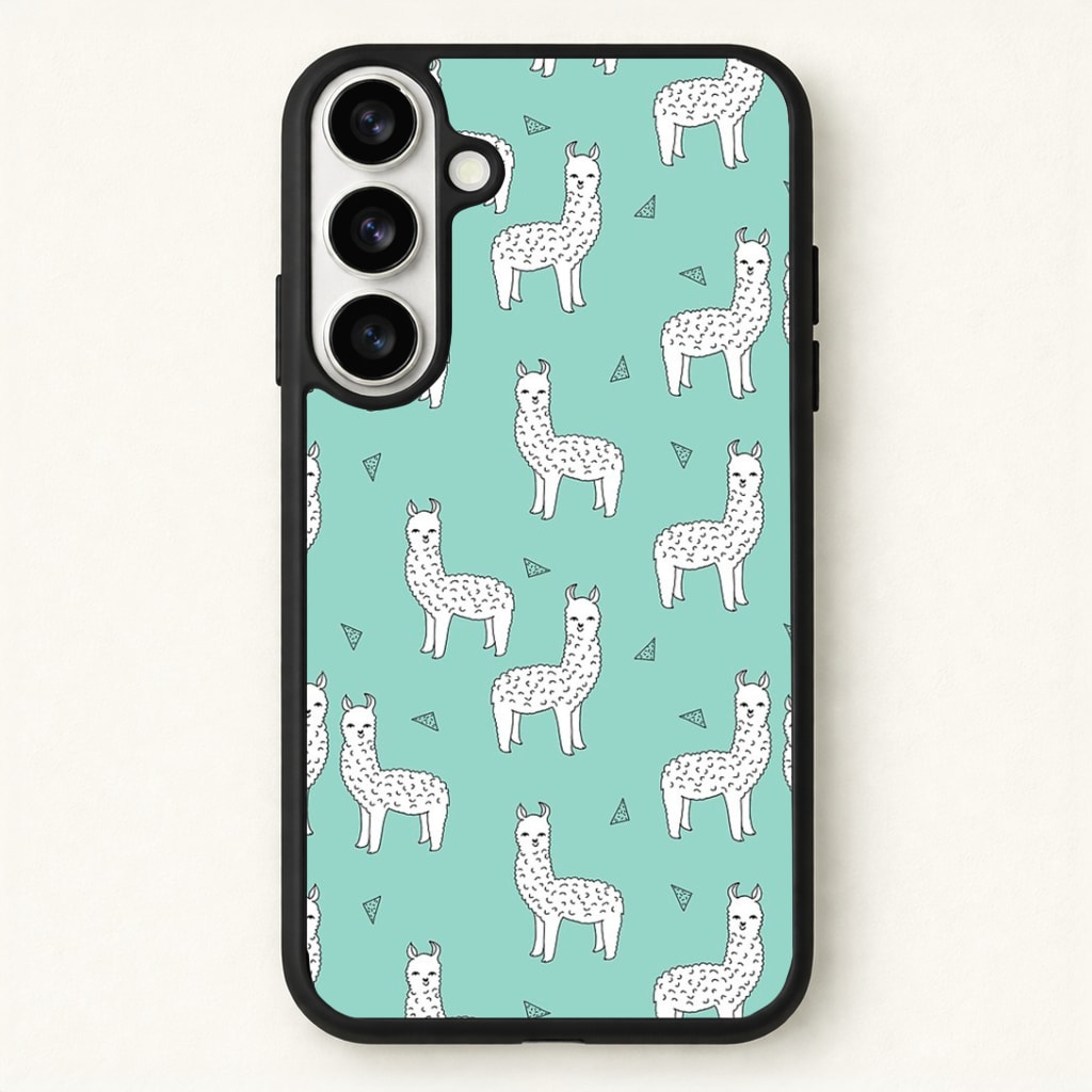 Mint Alpaca Pattern Phone Case - Galaxy S26 / Standard
