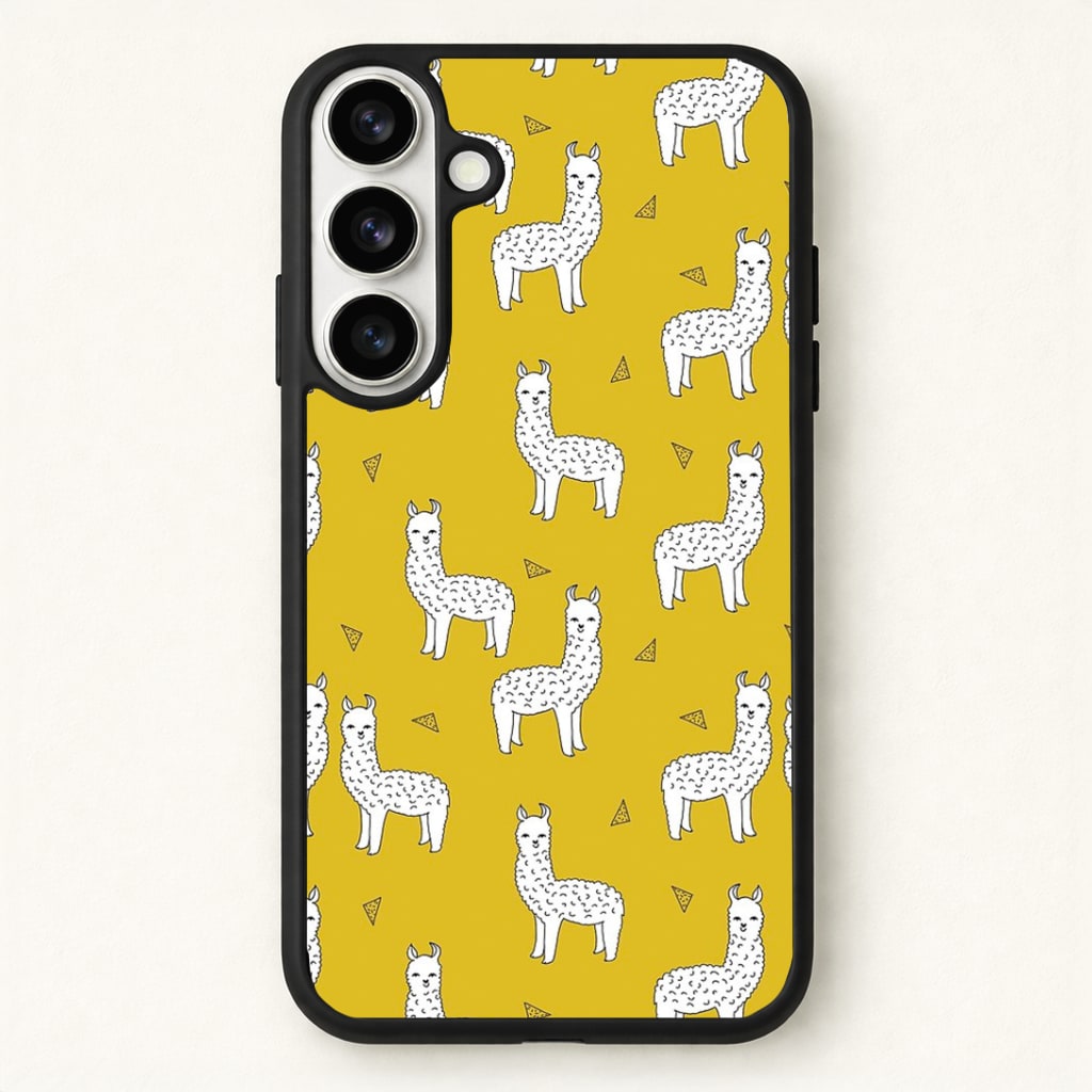 Mustard Alpaca Pattern Phone Case - Galaxy S26 / Standard