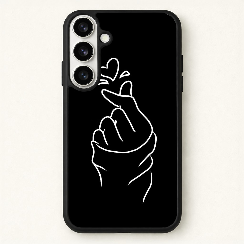 Cute Heart Finger Snap Black Phone Case - Galaxy S26 / Standard