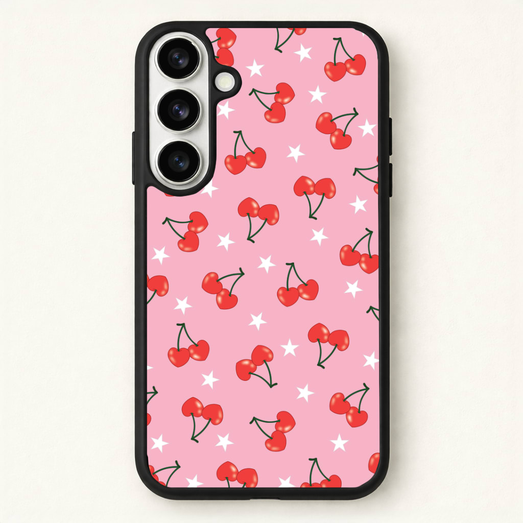 Heart Cherries And Stars Pattern Phone Case - Galaxy S26 / Standard