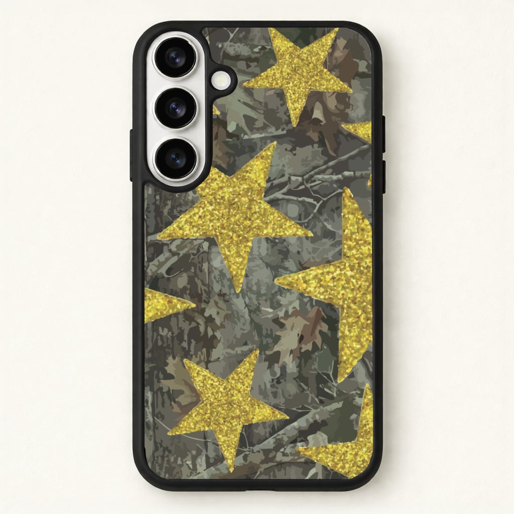 Camo And Glitter Stars Pattern Phone Case - Galaxy S26 / Standard
