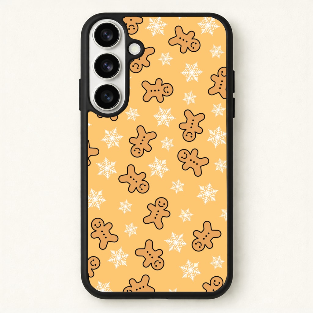 Cute Gingerbread And Snowflakes Pattern Phone Case - Galaxy S26 / Standard