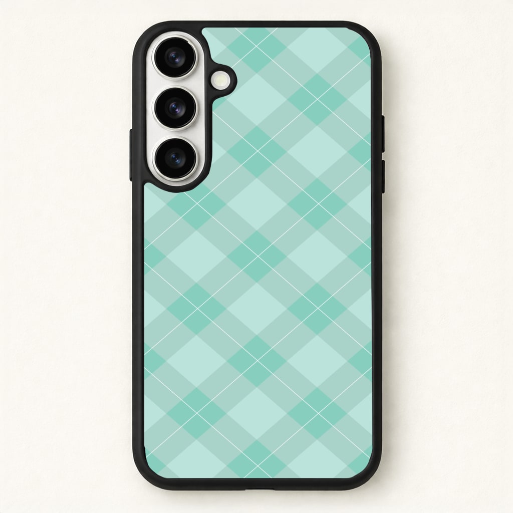 Light Cyan Tartan Christmas Pattern Phone Case - Galaxy S26 / Standard
