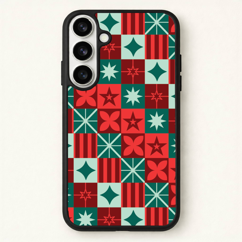 Geometric Square Christmas Pattern Phone Case - Galaxy S26 / Standard