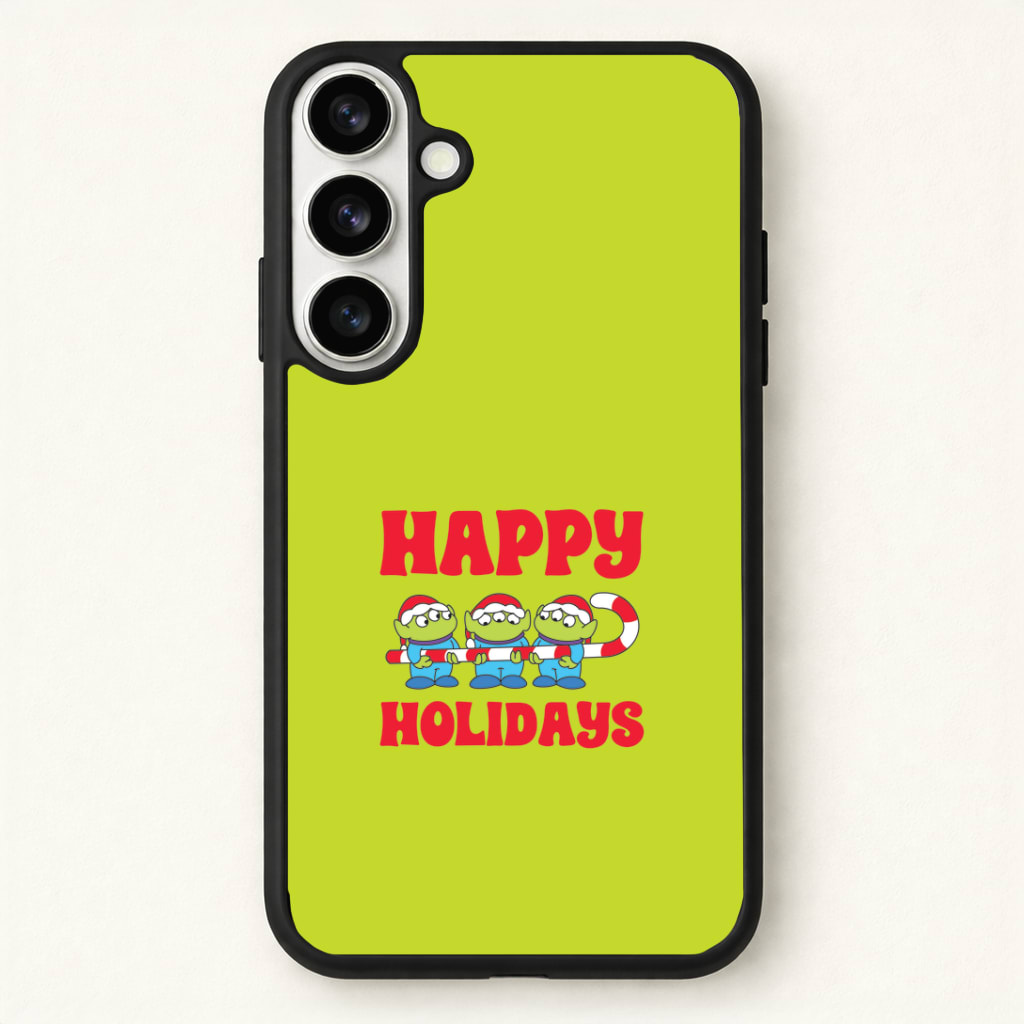 Happy Holidays Cute Green Aliens Phone Case - Galaxy S26 / Standard
