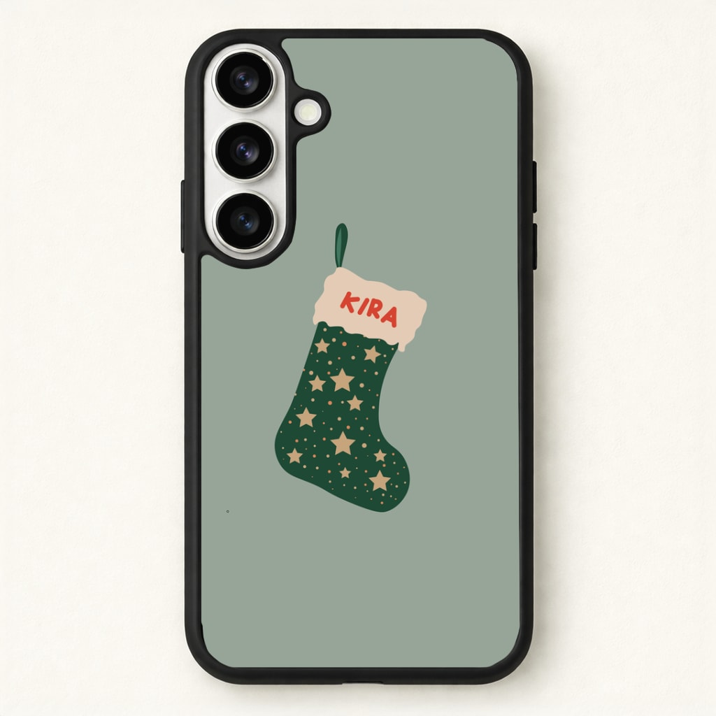 Green Stocking - Personalised Christmas Phone Case - Galaxy S26 / Standard
