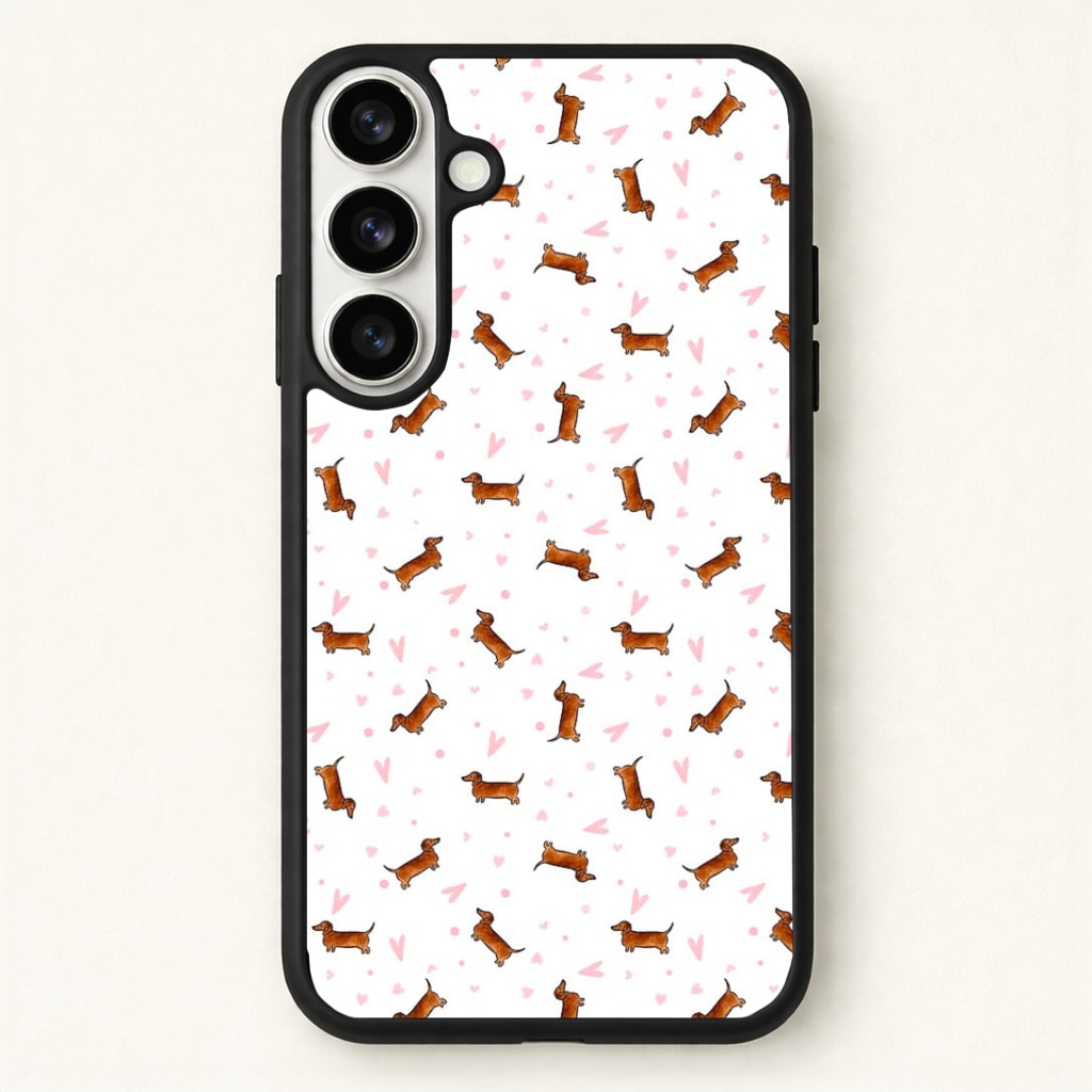 Dachshund Pattern - White Phone Case - Galaxy S26 / Standard