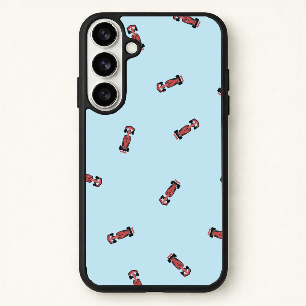 Race Cars Pattern Blue Phone Case - Galaxy S26 / Standard