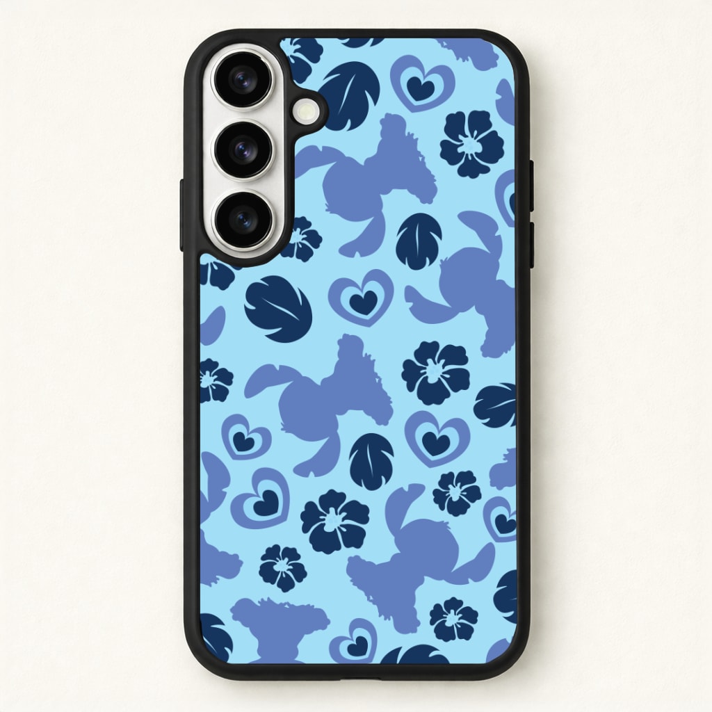 Blue Alien Silhouette Pattern Phone Case - Galaxy S26 / Standard