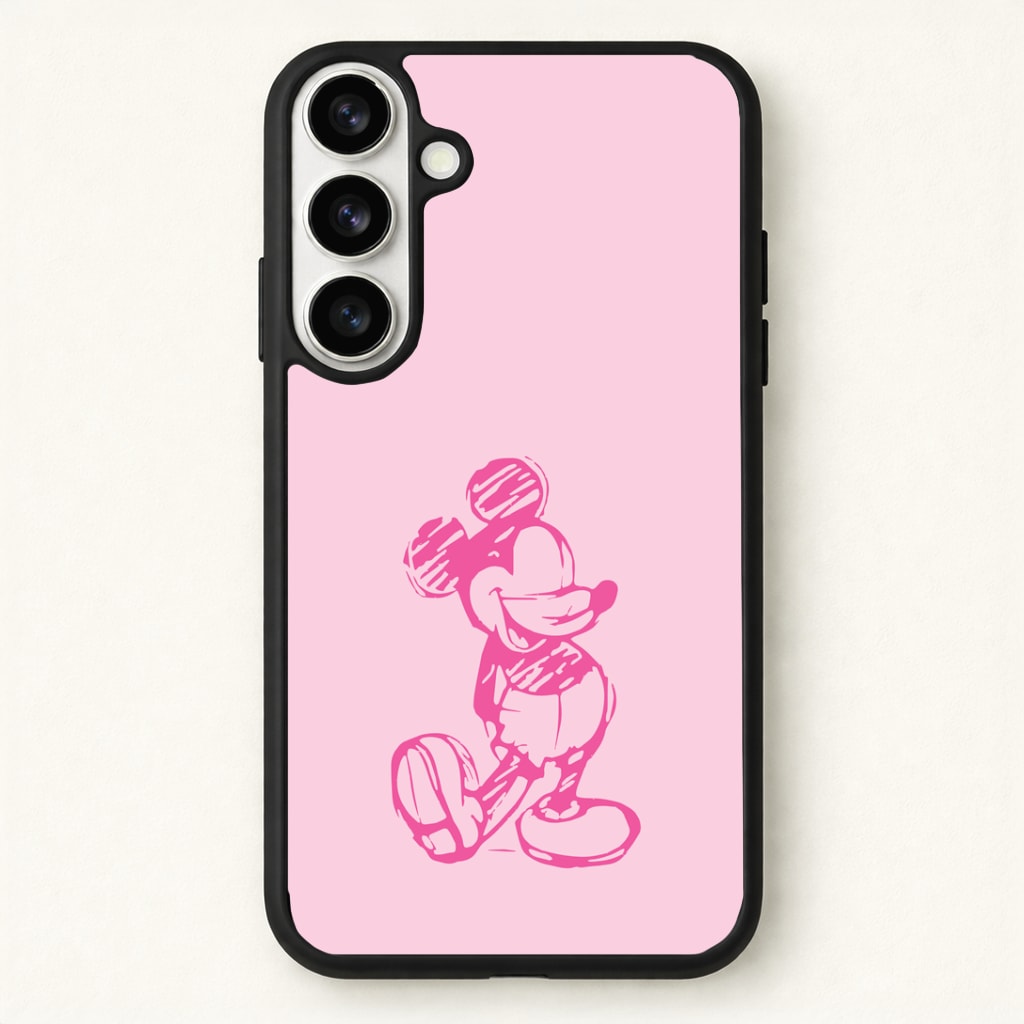 Sketched Mouse Outline Pink Phone Case - Galaxy S26 / Standard
