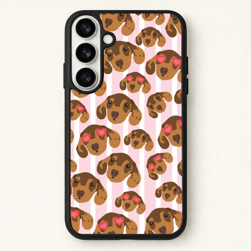 Stripes And Dachshunds Pattern Phone Case - Galaxy S26 / Standard