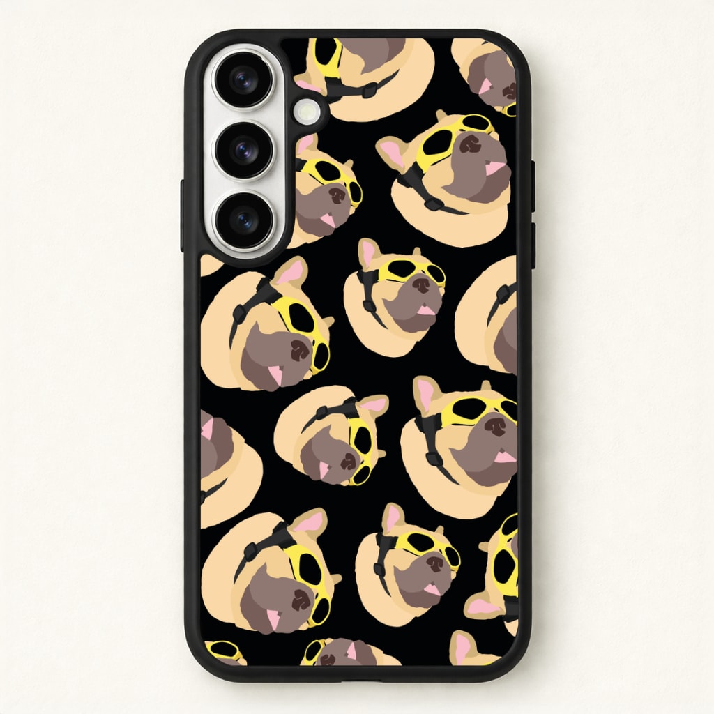 Frenchie With Goggles Pattern Phone Case - Galaxy S26 / Standard