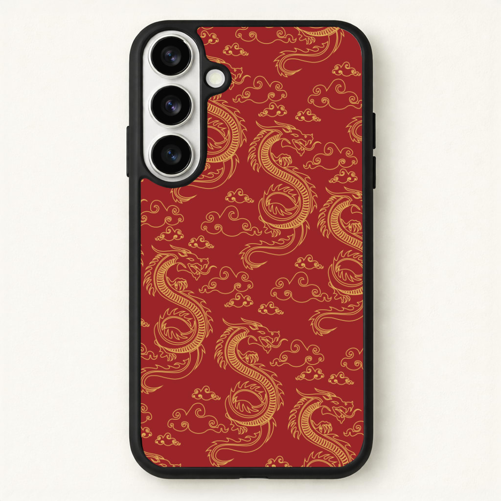 Red And Gold Dragon Pattern Phone Case - Galaxy S26 / Standard