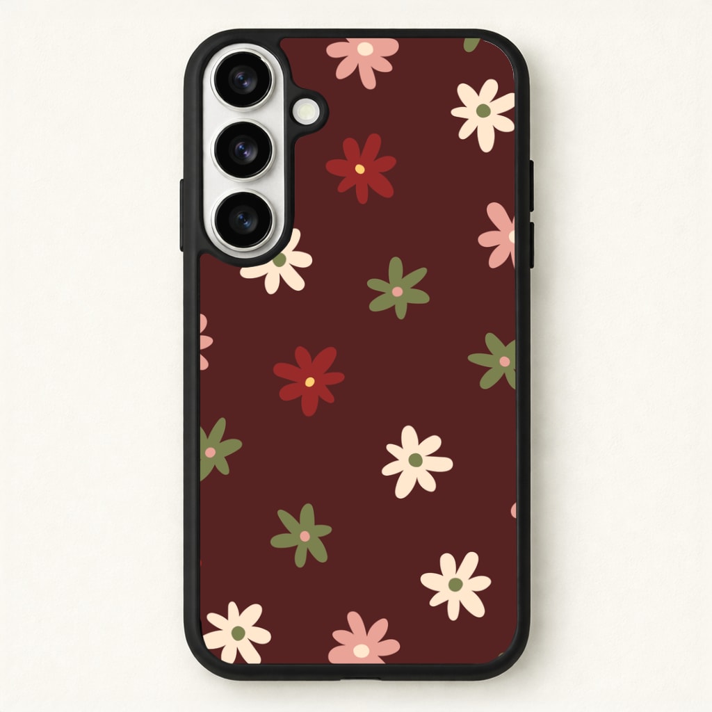 Dark Whimsical Flower Pattern Phone Case - Galaxy S26 / Standard