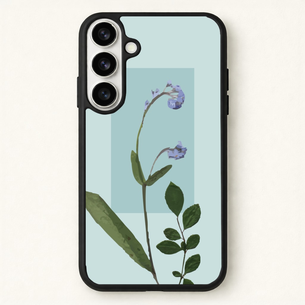 Abstract Blue Pressed Flower Phone Case - Galaxy S26 / Standard