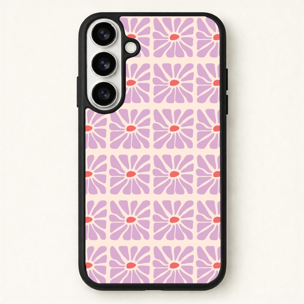 Square Abstract Flowers Mauve Phone Case - Galaxy S26 / Standard
