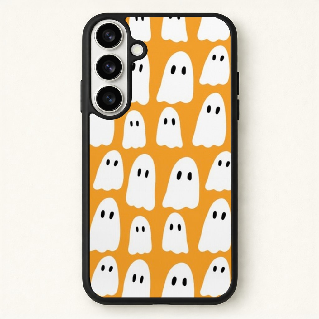 Orange Ghost Halloween Pattern Phone Case - Galaxy S26 / Standard