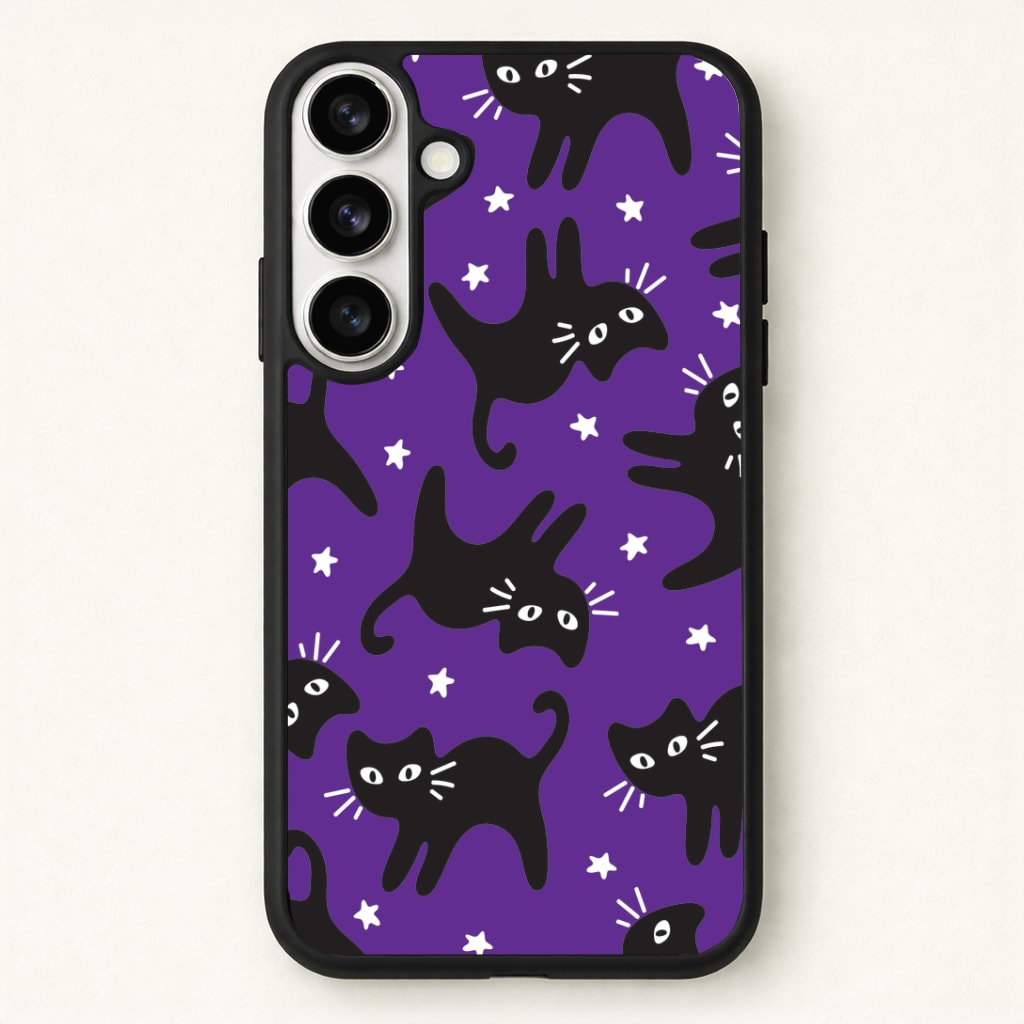 Cartoon Black Cats And Stars Pattern Phone Case - Galaxy S26 / Standard