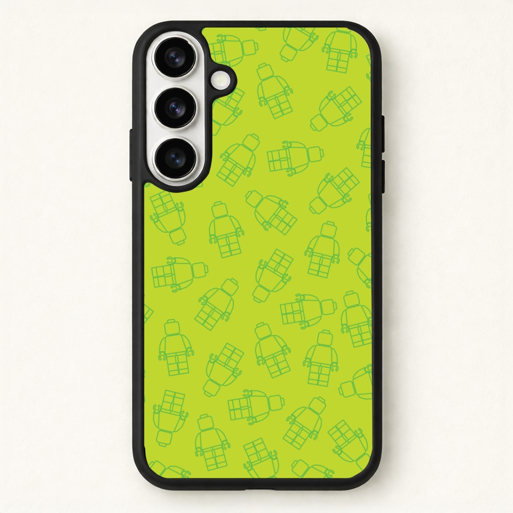 Bricks Figures Pattern Green Phone Case - Galaxy S26 / Standard