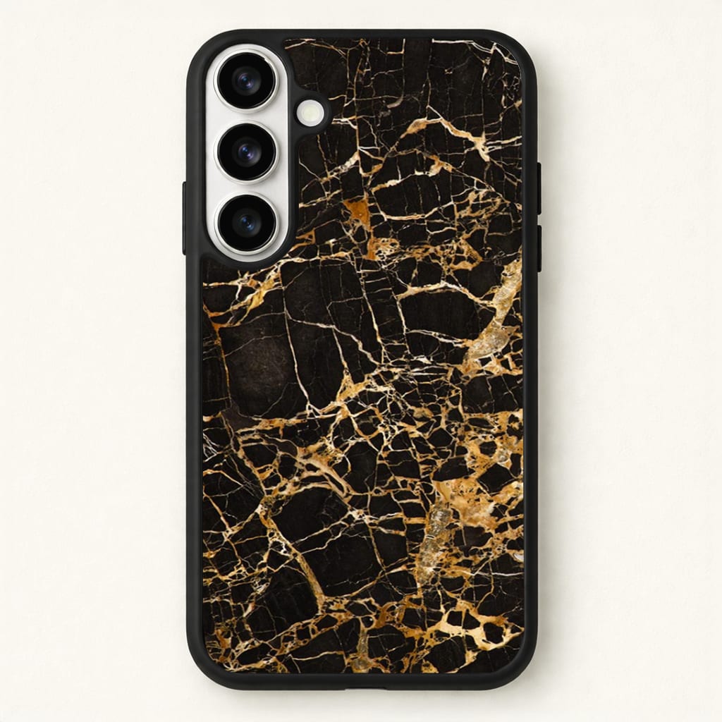 Black & Gold Marble Pattern Phone Case - Galaxy S26 / Standard