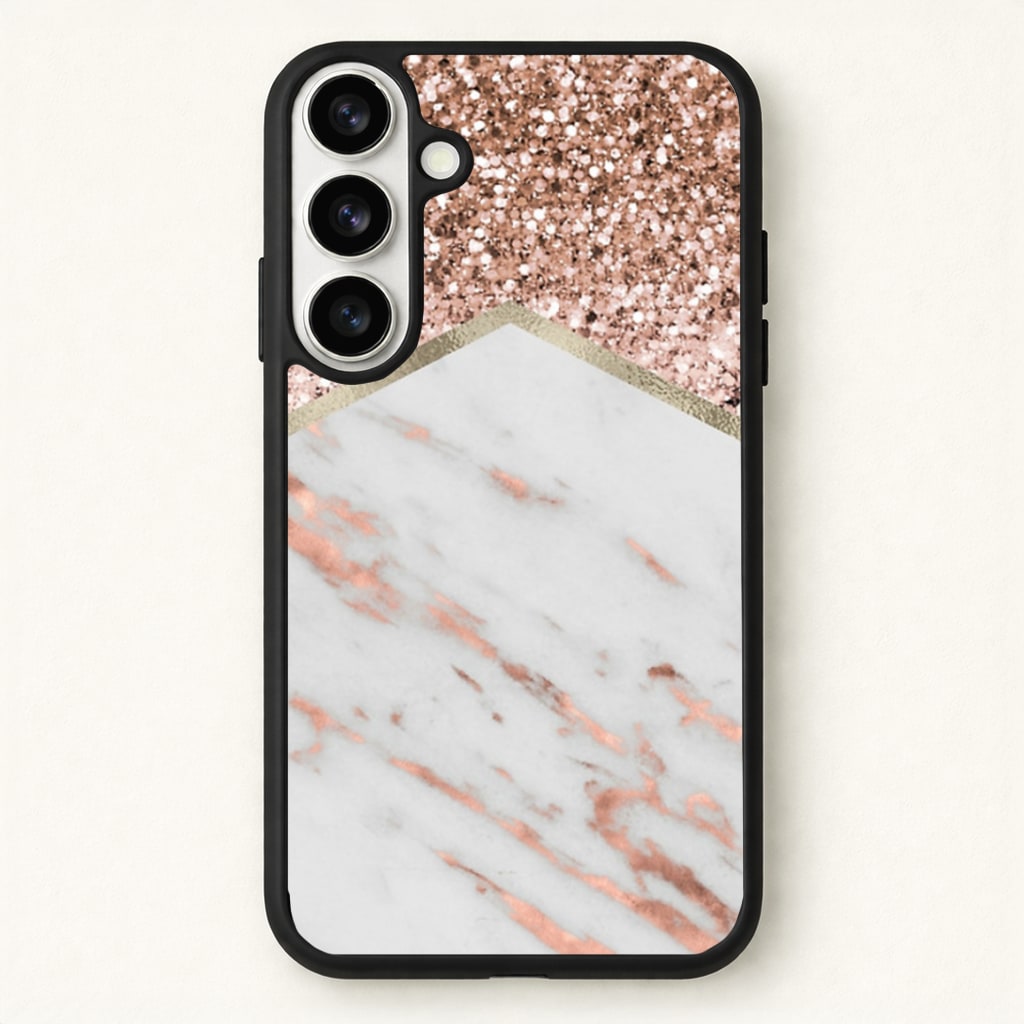 Rose Gold Marble & Glitter Phone Case - Galaxy S26 / Standard