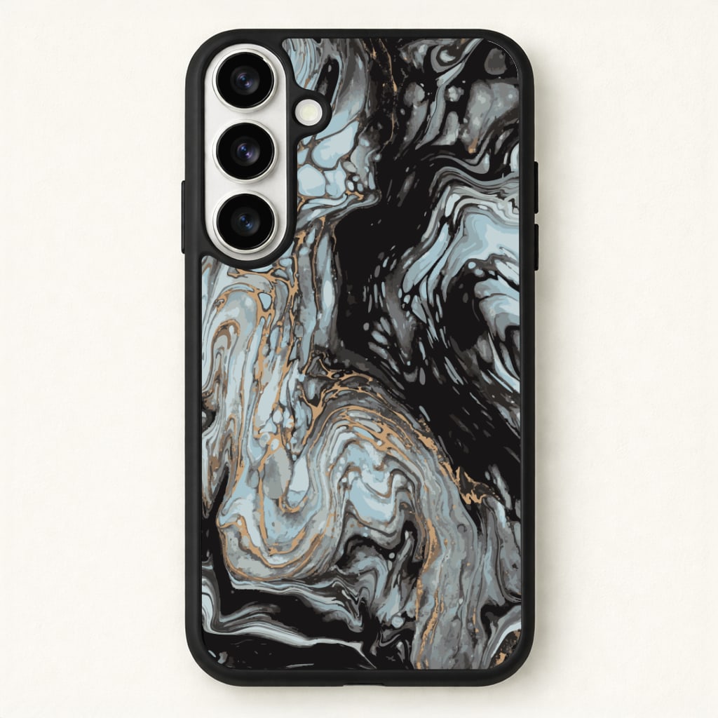 Black And Gold Cloudy Marble Phone Case - Galaxy S26 / Standard