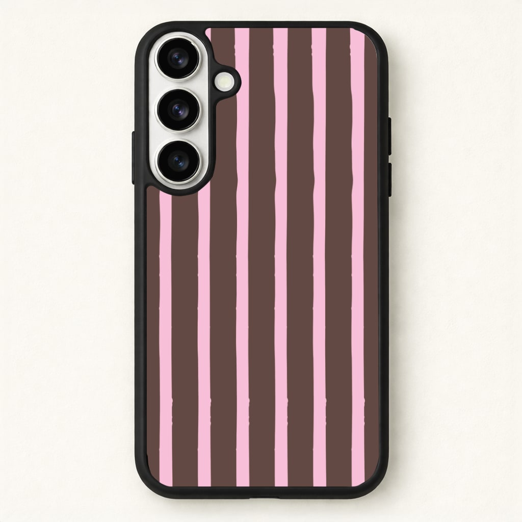 Chocolate & Strawberry Stripes Phone Case - Galaxy S26 / Standard