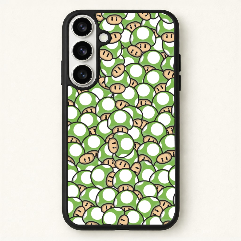 Mushroom Pattern - Green Phone Case - Galaxy S26 / Standard